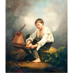 A Boy Extracting a Thorn from His Foot Painting Reproduction