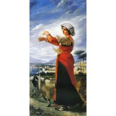 Contadina with a Goat Painting Reproduction