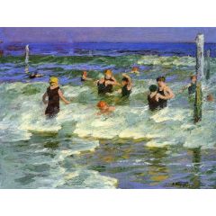 Bathing in the Surf Painting Reproduction