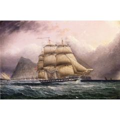 American Frigate off Gilbraltar Painting Reproduction