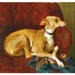 A Greyhound Resting on a Chair Painting Reproduction