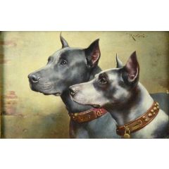 Two Great Danes Painting Reproduction