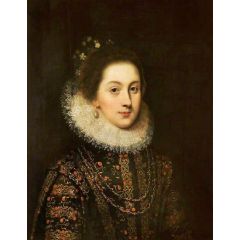 Portrait of an Unknown Woman in a Dress Embroidered with Strawberries Painting Reproduction