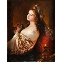 Young Russian Girl in National Dress Painting Reproduction