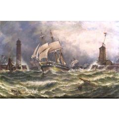 Sunderland Harbour in 1859, the Barque ’Hedvig’ Painting Reproduction