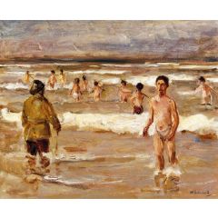 Children Bathing in the Sea Painting Reproduction