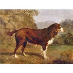 Portrait of a Dog in a Landscape Painting Reproduction