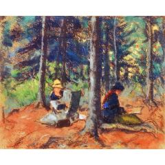 Artists in the Woods Painting Reproduction