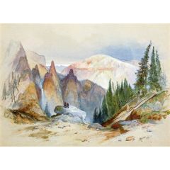 Tower Falls and Sulphur Mountain, Yellowstone Painting Reproduction
