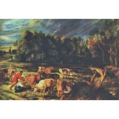 Landscape with Cows Painting Reproduction