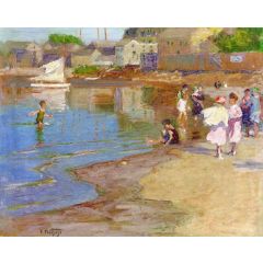 Children Playing at the Beach Painting Reproduction