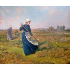 Girl Haymaking Painting Reproduction