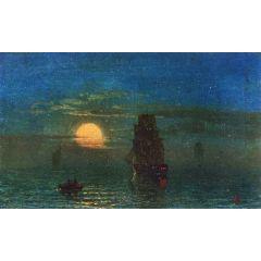 Ships in Moonlight Painting Reproduction