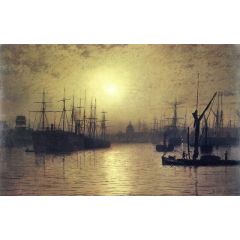 Nightfall down the Thames Painting Reproduction