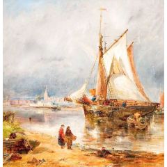 Fishing Boats in an Estuary Painting Reproduction