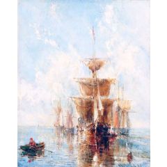 Ships at Anchor Painting Reproduction