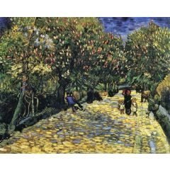 Avenue with Flowering Chestnut Trees Painting Reproduction