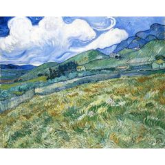 Wheatfield with Mountains in the Background, also known as Mountain Landscape Seen across the Walls Painting Reproduction