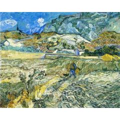 Enclosed Field with Peasant, also known as Landscape at Saint-Remy Painting Reproduction