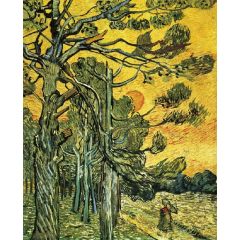 Pine Trees against an Evening Sky, also known as Weatherbeaten Pine Trees Painting Reproduction