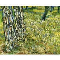 Tree Trunks in the Grass Painting Reproduction