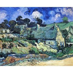 Houses with Thatched Roofs, Cordeville Painting Reproduction