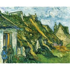 Old Cottages, Chaponval Painting Reproduction