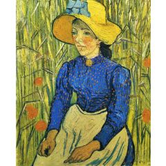 Peasant Girl with Yellow Straw Hat Painting Reproduction