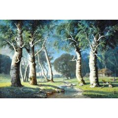 Study of Birch Trees Painting Reproduction