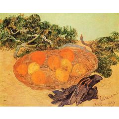 Still Life with Oranges and Lemons with Blue Gloves Painting Reproduction