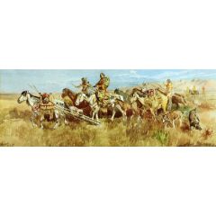 Indian Women Moving Camp Painting Reproduction