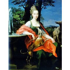 Portrait of a lady as Diana Painting Reproduction