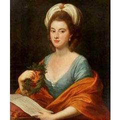 Portrait of Miss Frances Browne Holding Music and a Wreath Painting Reproduction