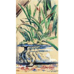 Blue Flowerpot Painting Reproduction