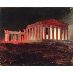 Parthenon, Athens, from the Northwest, Illuminated Night View Painting Reproduction