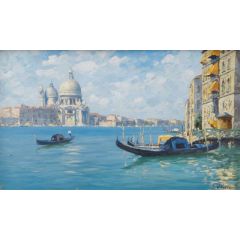 View over the Grand Canal on S. Maria della Salute Painting Reproduction