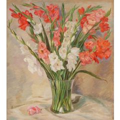 Gladioluses in a Vase Painting Reproduction