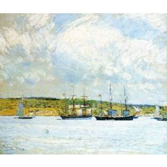 A Parade of Boats Painting Reproduction