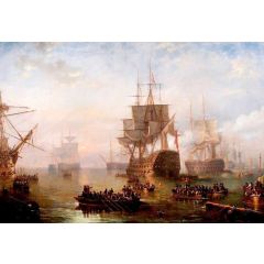 HMS ’Victory’ Anchored off the Isle of Wight Painting Reproduction