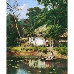 A Ukrainian Cottage Painting Reproduction