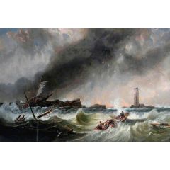 William and Grace Darling Returning with the SS ’Forfarshire’ Survivors Painting Reproduction