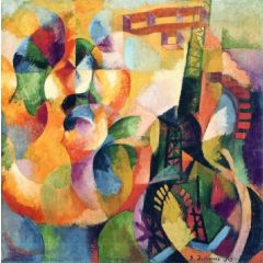 Soleil, tour, aéroplane Painting Reproduction