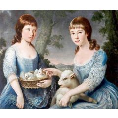 Elizabeth Chichester, and Mary Chichester, as Children, Aged 9 and 5 Painting Reproduction