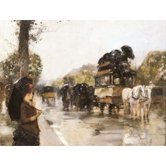 April Showers, Champs Elysees Paris Painting Reproduction