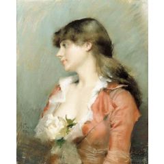 Profile of a Young Woman Painting Reproduction