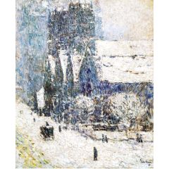 Calvary Church in the Snow Painting Reproduction