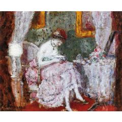 Woman at a Dressing Table Painting Reproduction