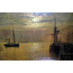 Lights in the Harbour, Scarborough Painting Reproduction