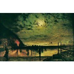 Burning Off, a Fishing Boat at Scarborough Painting Reproduction