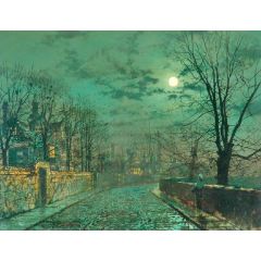 Moonlight Scene near Leeds Painting Reproduction